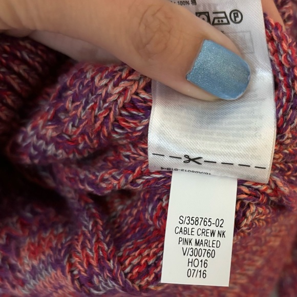 GAP Pink Marled Cable-Knit Crewneck Sweater - Picture 7 of 7